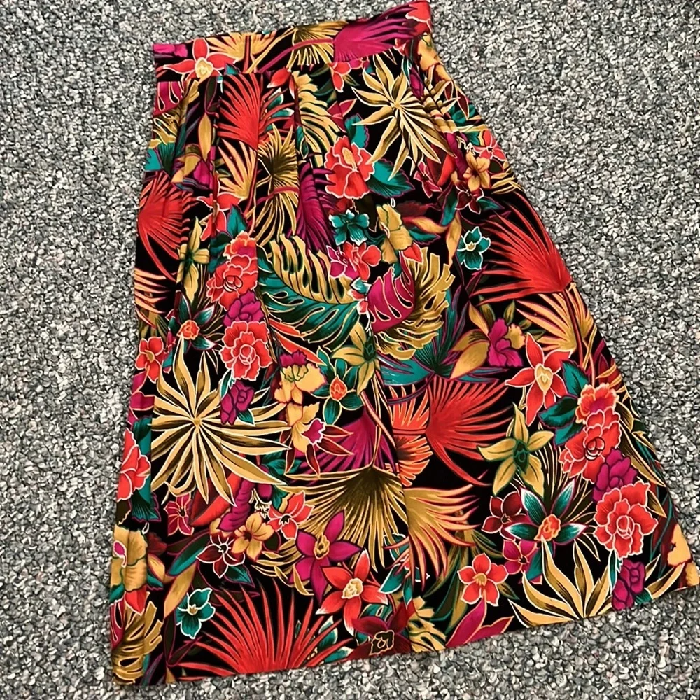Vintage Tropical Maxi Skirt by Lee Winter Petite size Medium